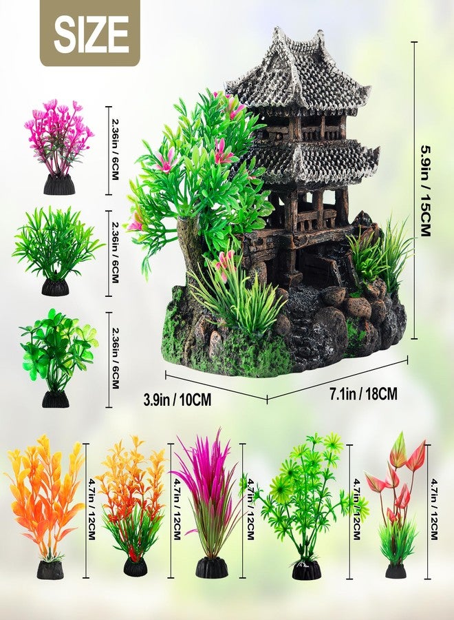 CousDUoBe 9Pcs Resin Castle Decorations Set，Realistic Fish Tank Castle with Eco-Friendly Design,Fish Tank Decorations Aquarium Accessories - Image 2
